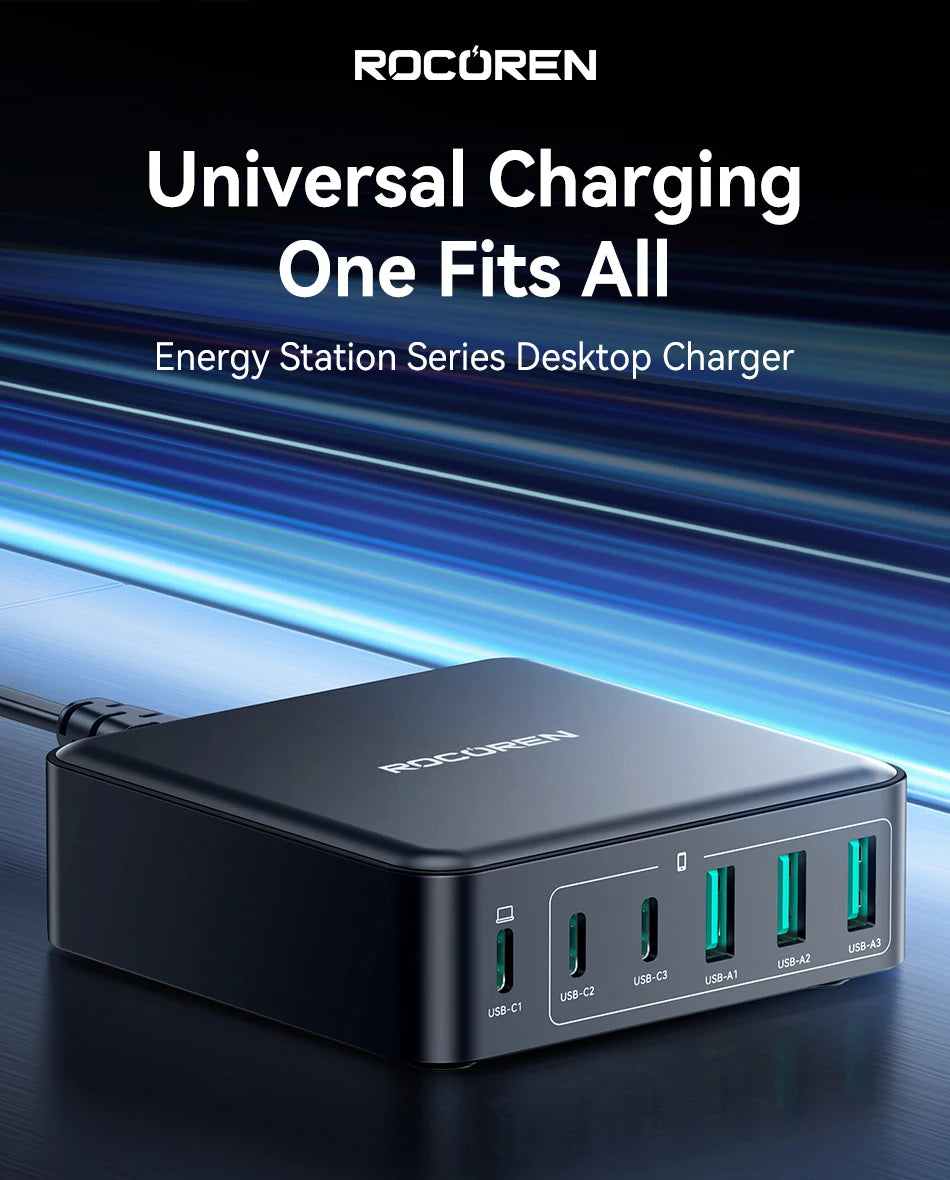 Rocoren 160W 6-Ports Desktop Charger