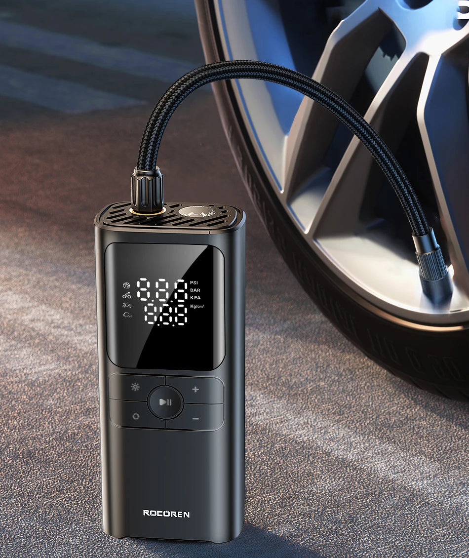 Rocoren Car Inflator Air Pump Portable Compressor 12V High Pressure Digital Inflatable For Car Motorcycles Bicycle Electric Tire