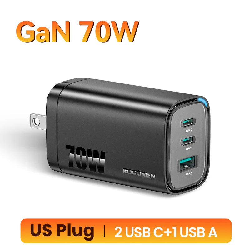 65W GaN Charger for Laptop & Phone | 3-Port Fast Charging UK
