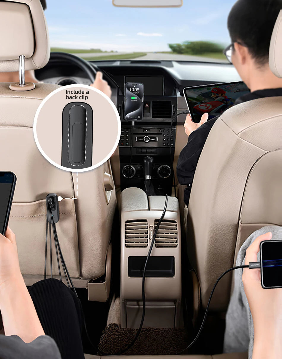 Rocoren 105W 6-Port Car Charger for Front & Back Seat