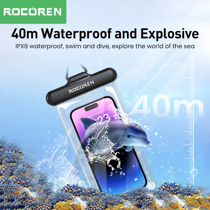 Rocoren Waterproof Phone Case for iPhone 14 13 12 Pro Samsung Xiaomi Swim Water Proof Phone Case Bag Universal Protection Cover