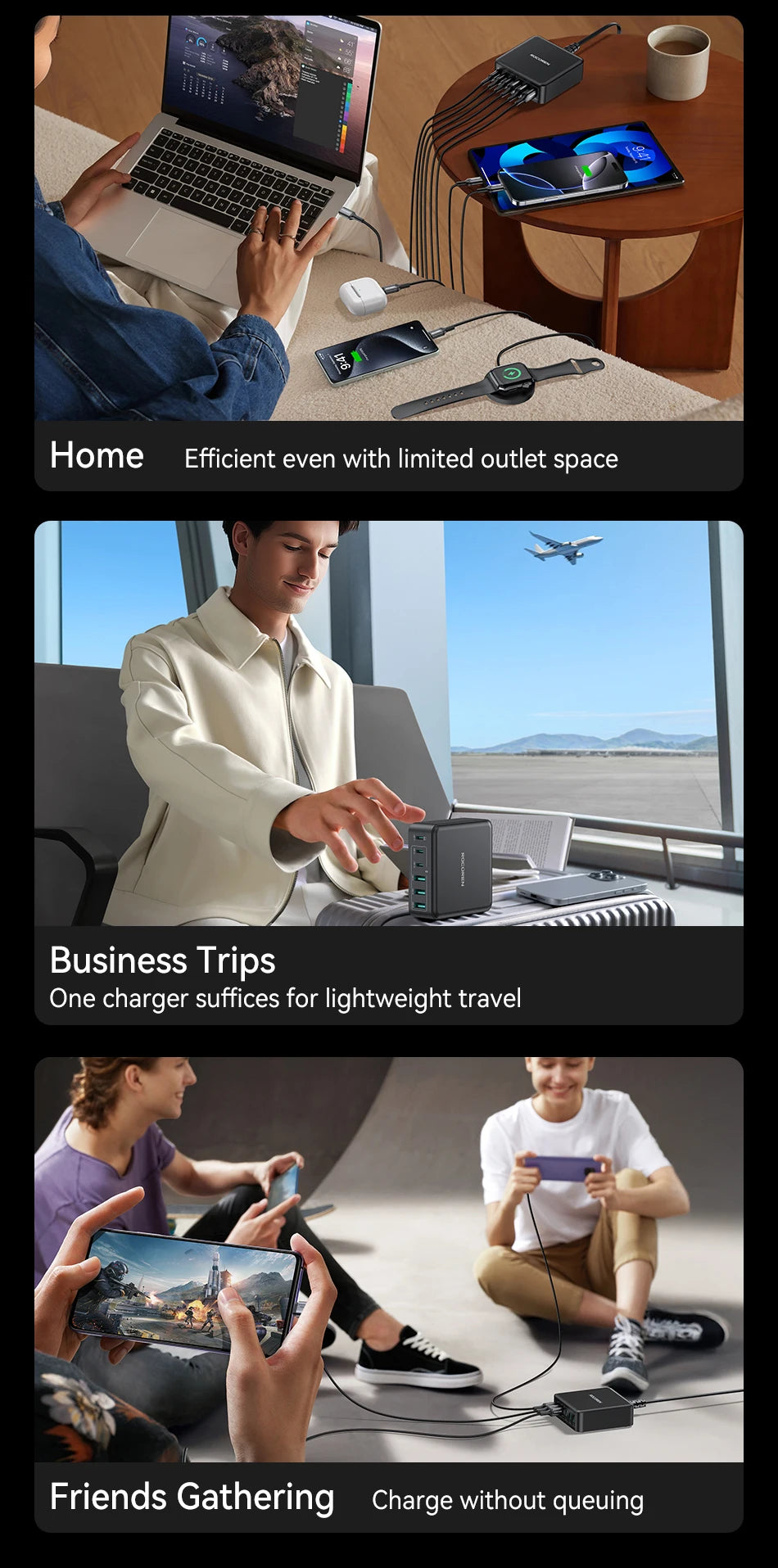 Rocoren 160W 6-Ports Desktop Charger