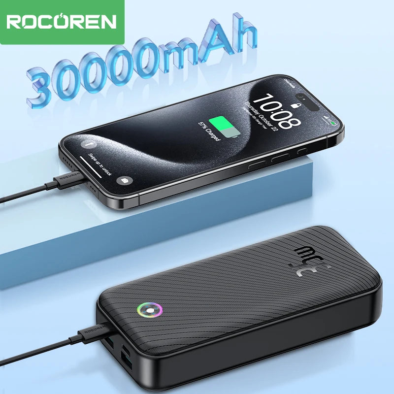 Rocoren 30000mAh Power Bank 35W PD Fast Charger