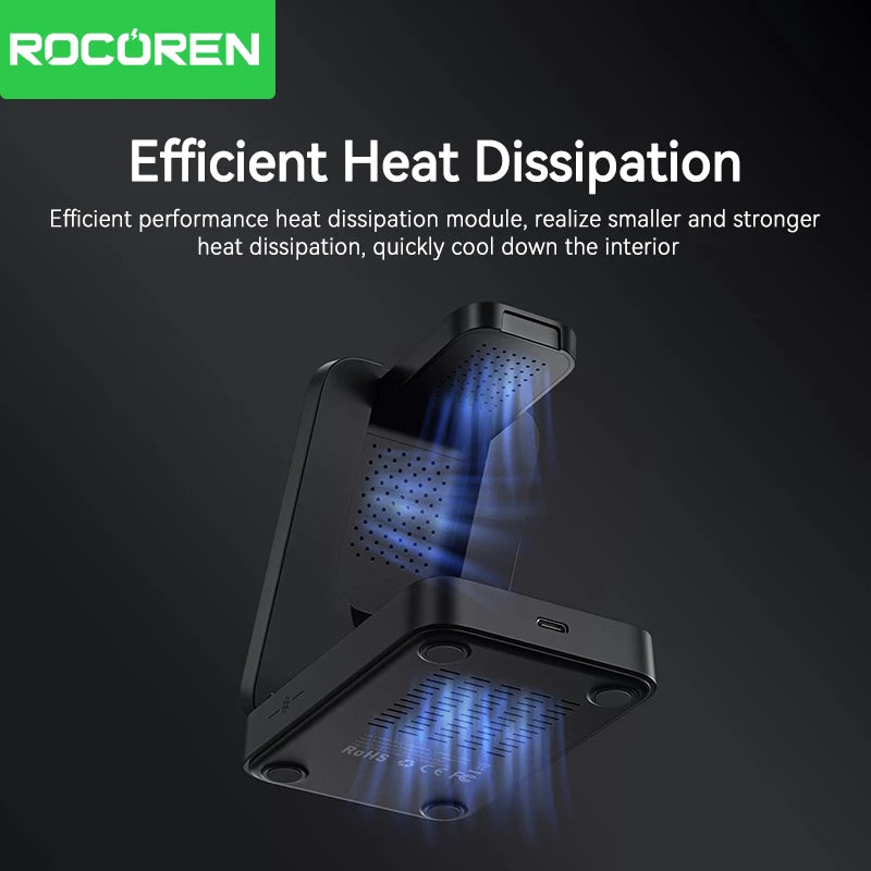 Rocoren Portable 3-in-1 Wireless Charger with Night Light