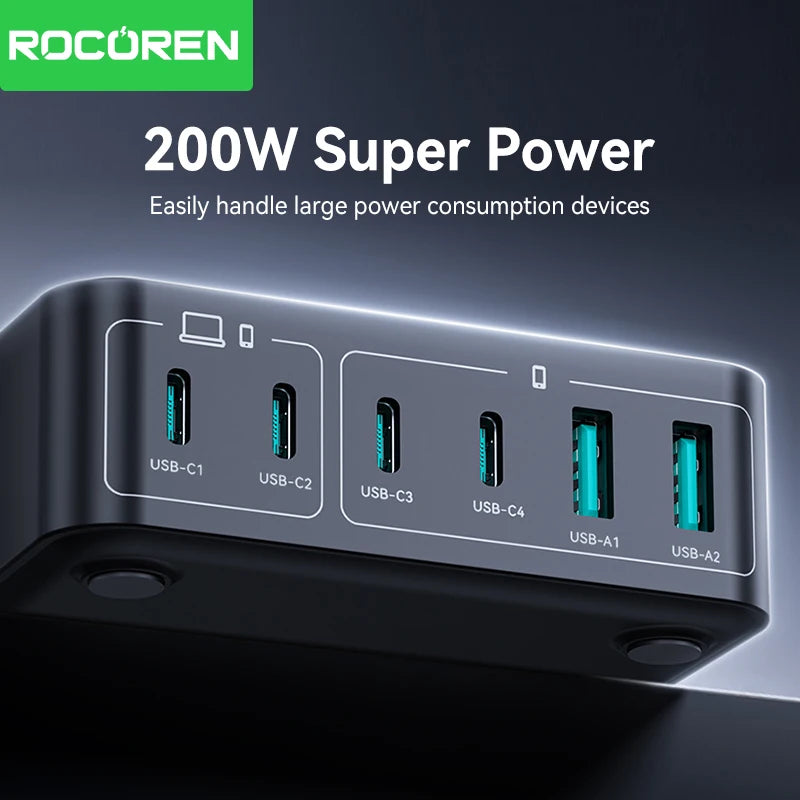 Rocoren 200W GaN Desktop Charger