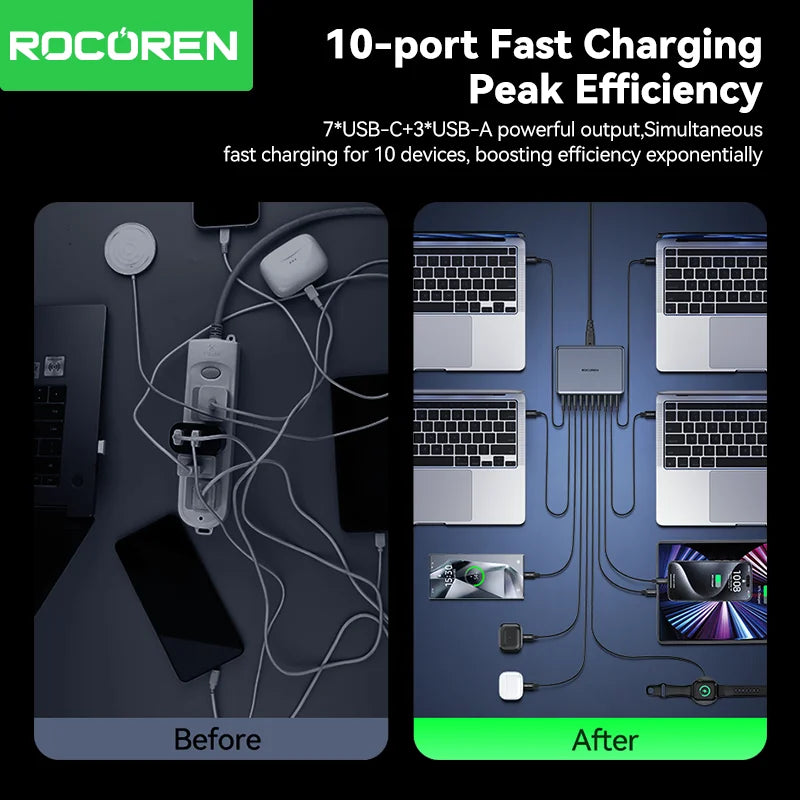 Rocoren 400W 10-Port Desktop Charging Station