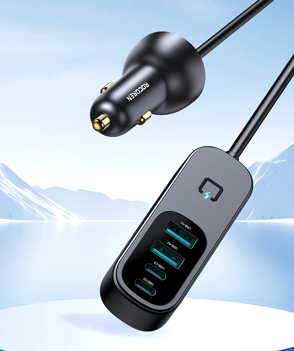 Rocoren 105W 6-Port Car Charger for Front & Back Seat