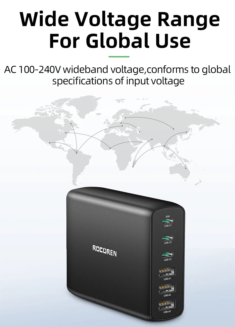 Rocoren 100W 6-Port Desktop Charger
