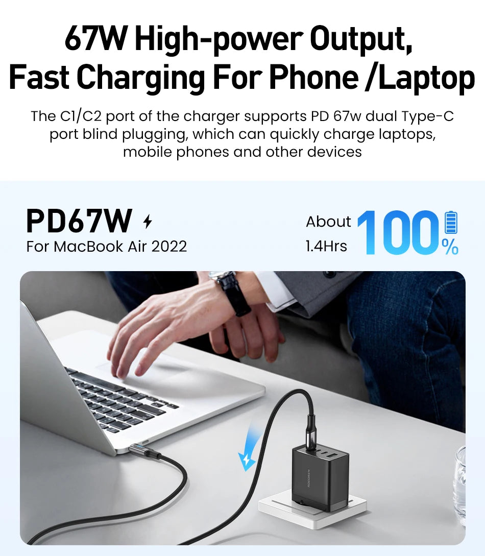 Rocoren 67W 4-Port GaN Charger