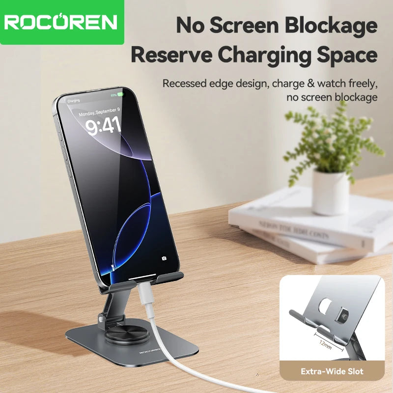 Rocoren Foldable Metal Phone Stand with 360° Rotation