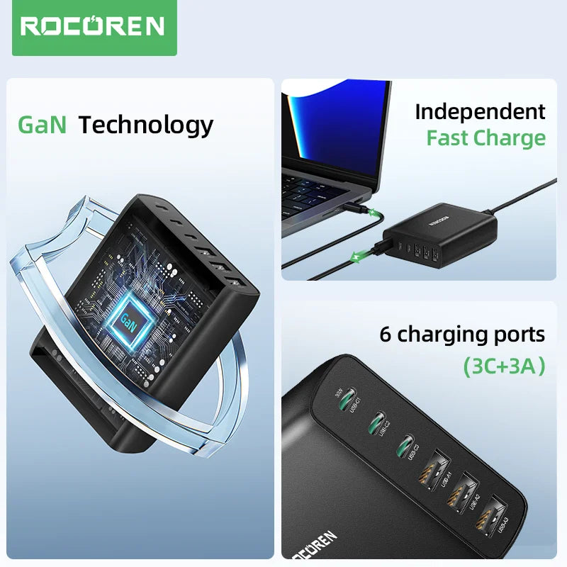 Rocoren 100W 6-Port Desktop Charger