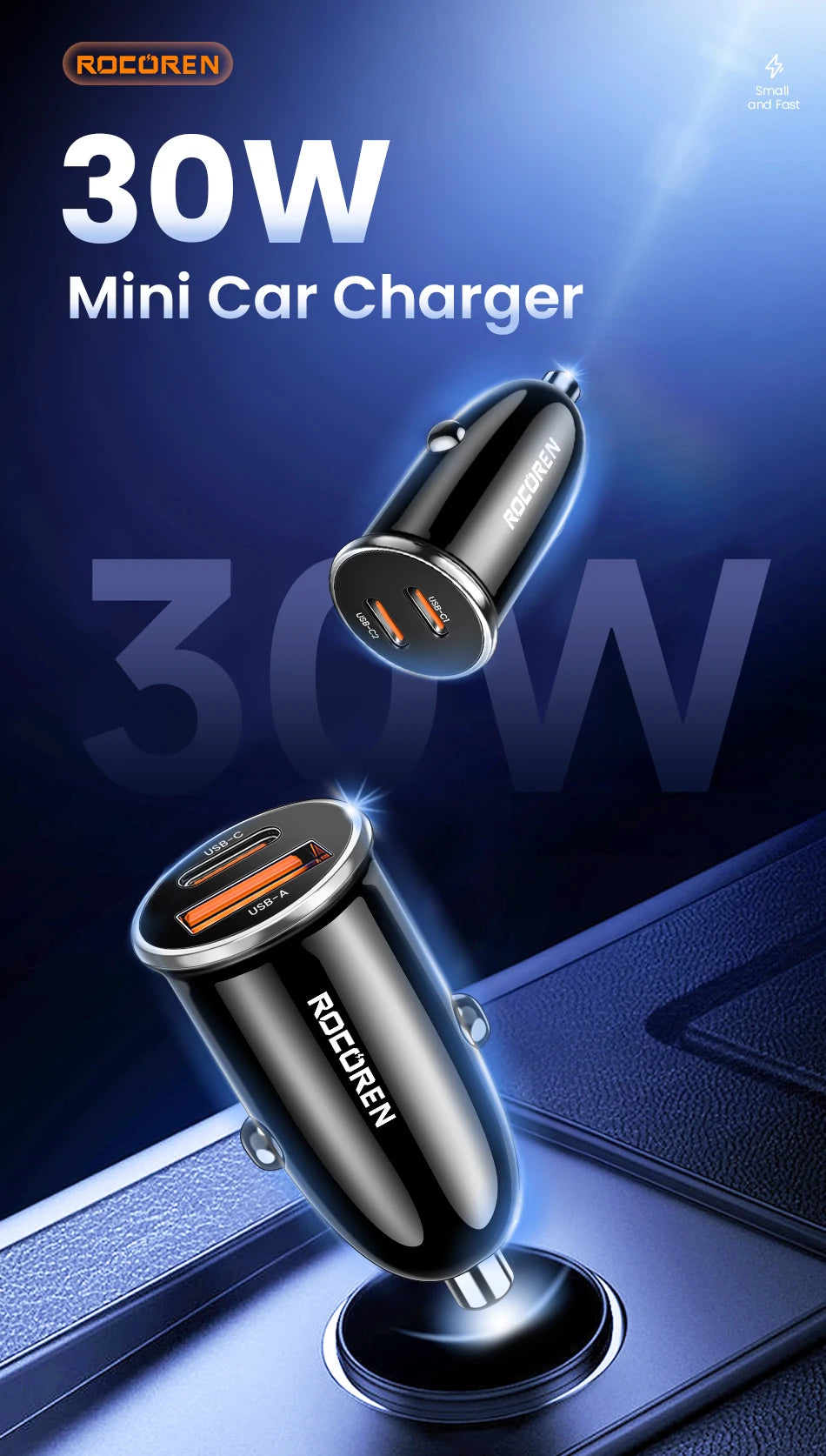 Rocoren 30W Fast Car Charger