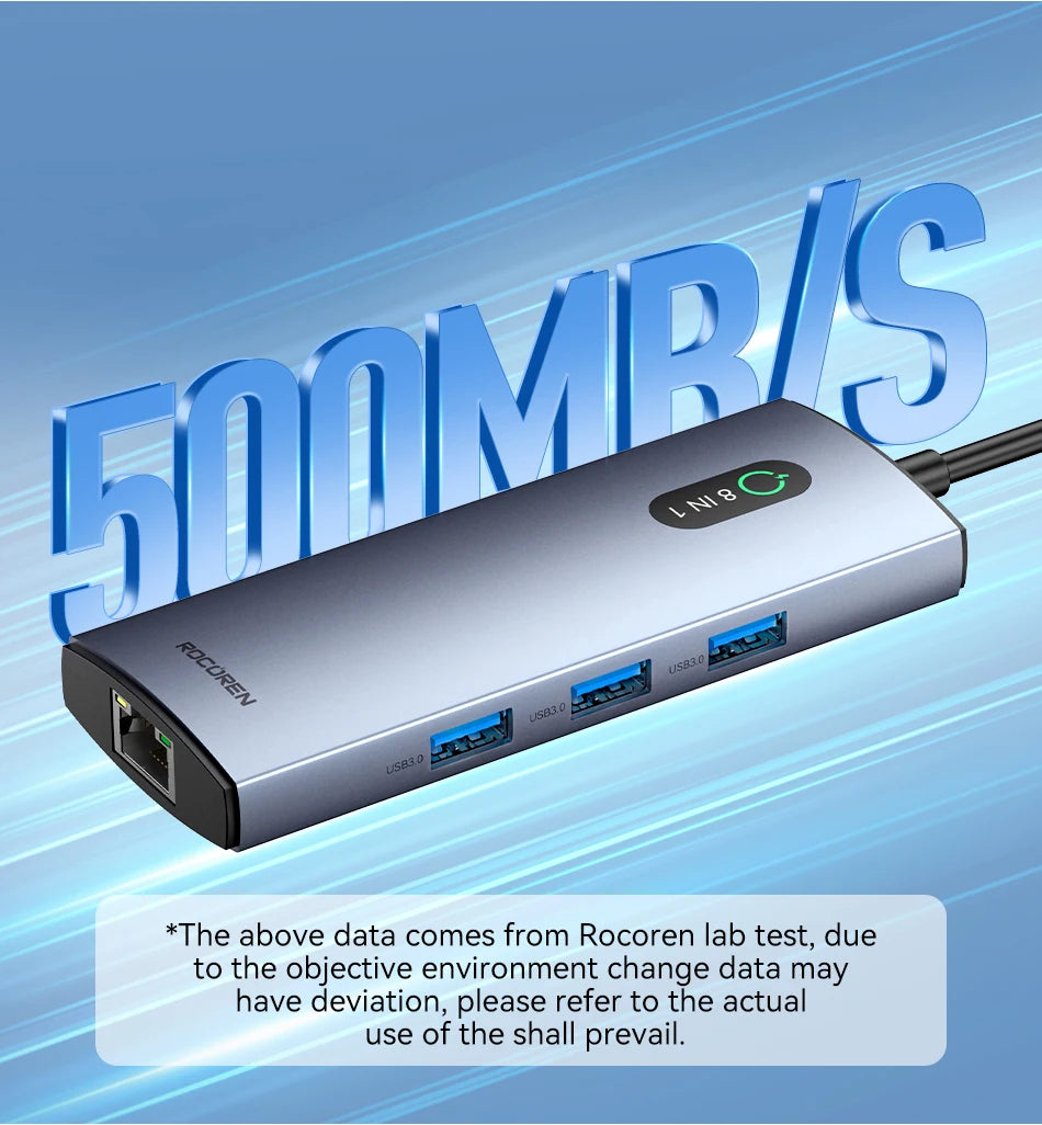 Rocoren 11 in 1 USB C Hub PD 100W RJ45 SD Reader USB 3.0 Splitter 8 in 1 Dock Station For Macbook Air Pro Samsung Xiaomi Laptop