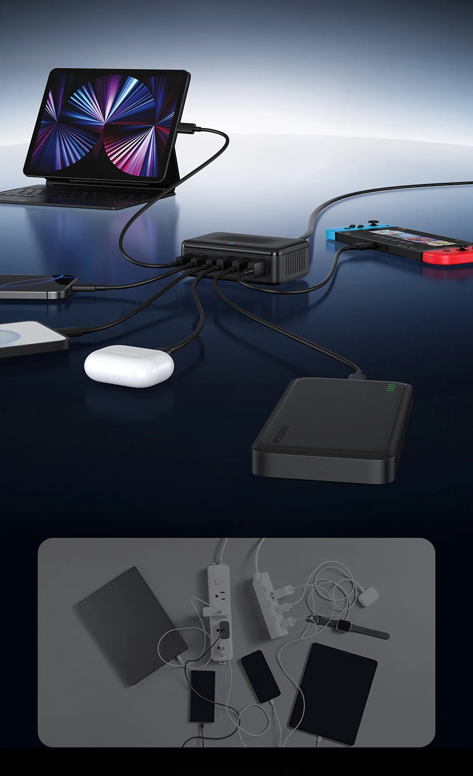 Rocoren 6-Port Desktop GaN Charger