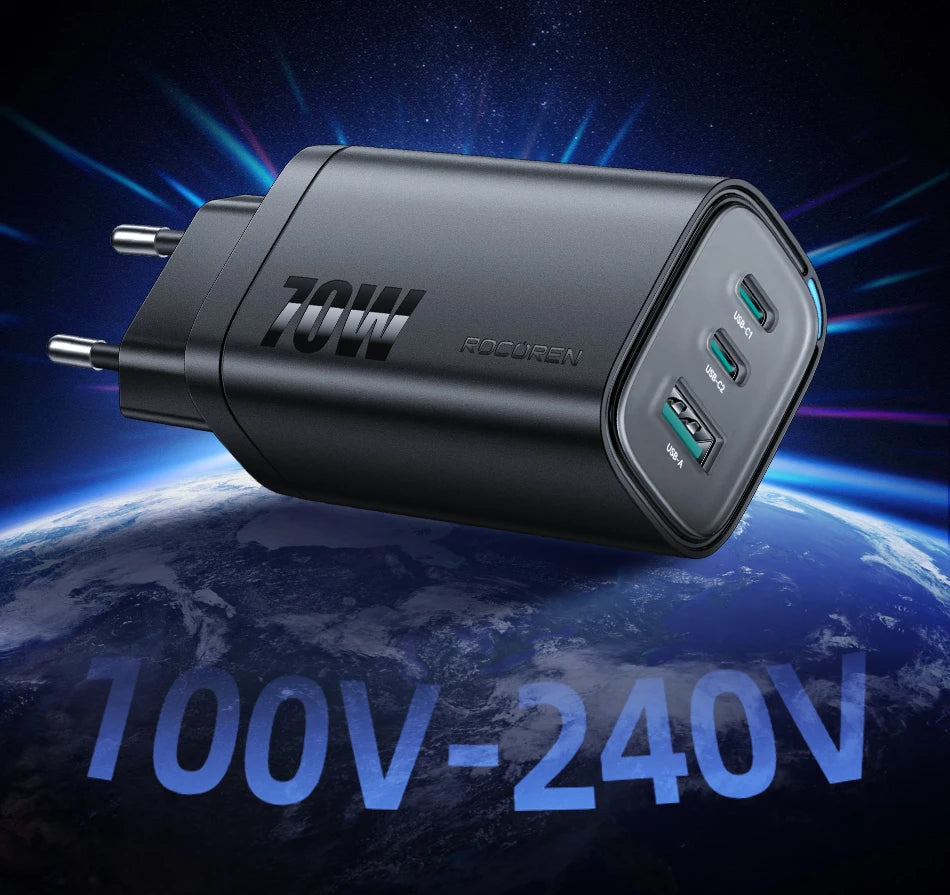 65W GaN Charger for Laptop & Phone | 3-Port Fast Charging UK