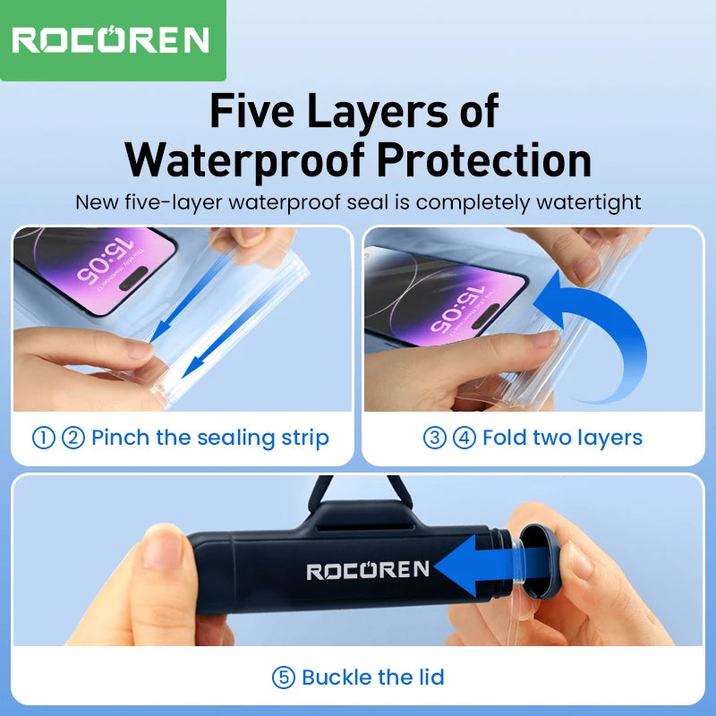 Rocoren Waterproof Phone Case for iPhone 14 13 12 Pro Samsung Xiaomi Swim Water Proof Phone Case Bag Universal Protection Cover