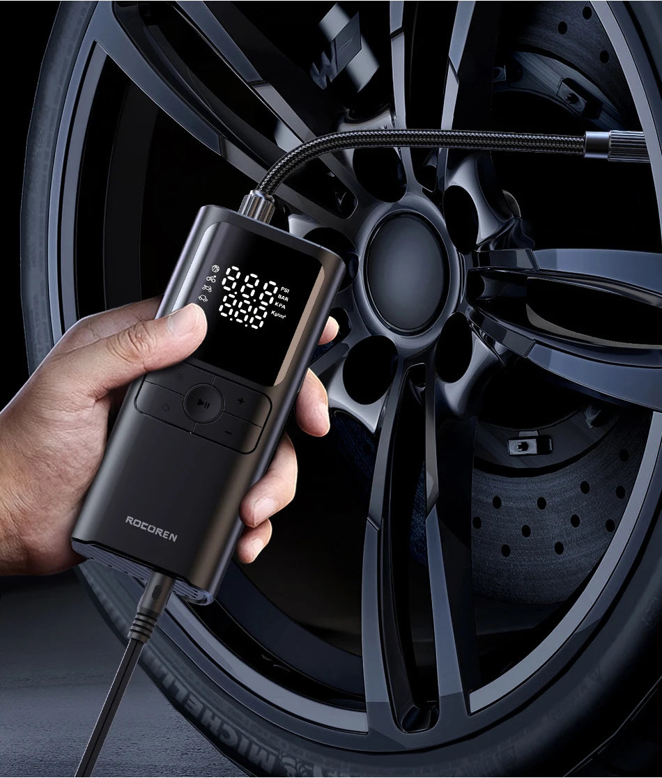 Rocoren Car Inflator Air Pump Portable Compressor 12V High Pressure Digital Inflatable For Car Motorcycles Bicycle Electric Tire