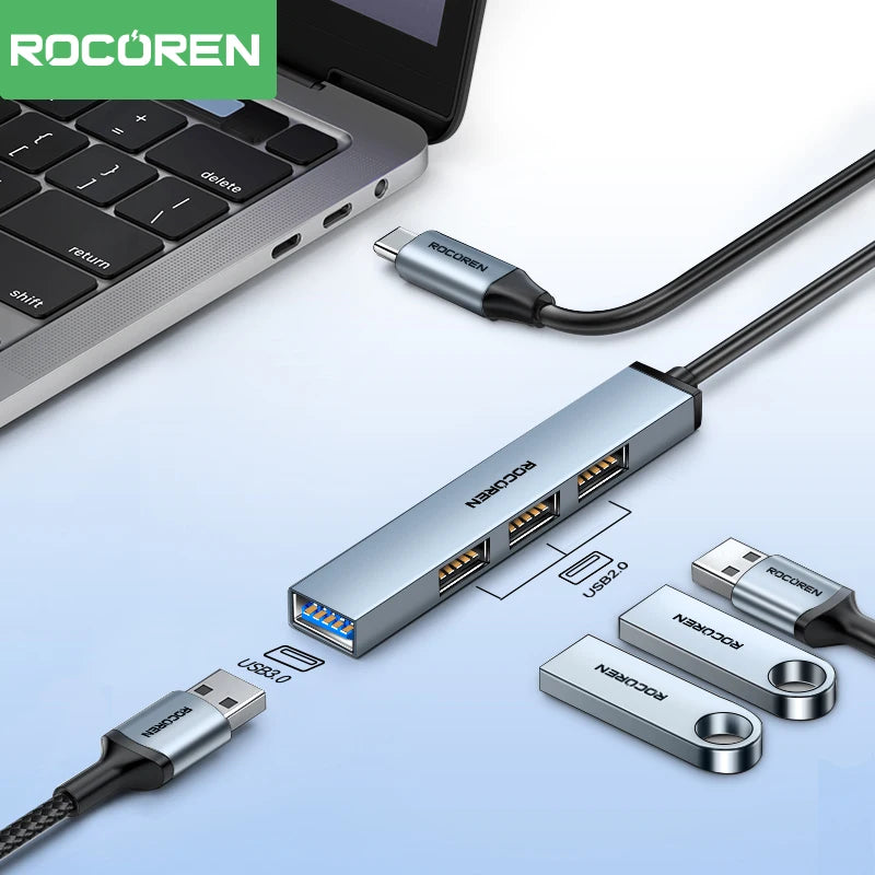 Rocoren 4 in 1 USB Type C To USB 3.0 HUB Adapter Portable High Speed USB Splitter Adapter For MacBook Pro Air Laptop PC Computer