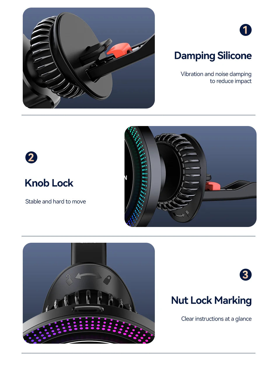 Rocoren MagSafe Car Charger Holder with RGB