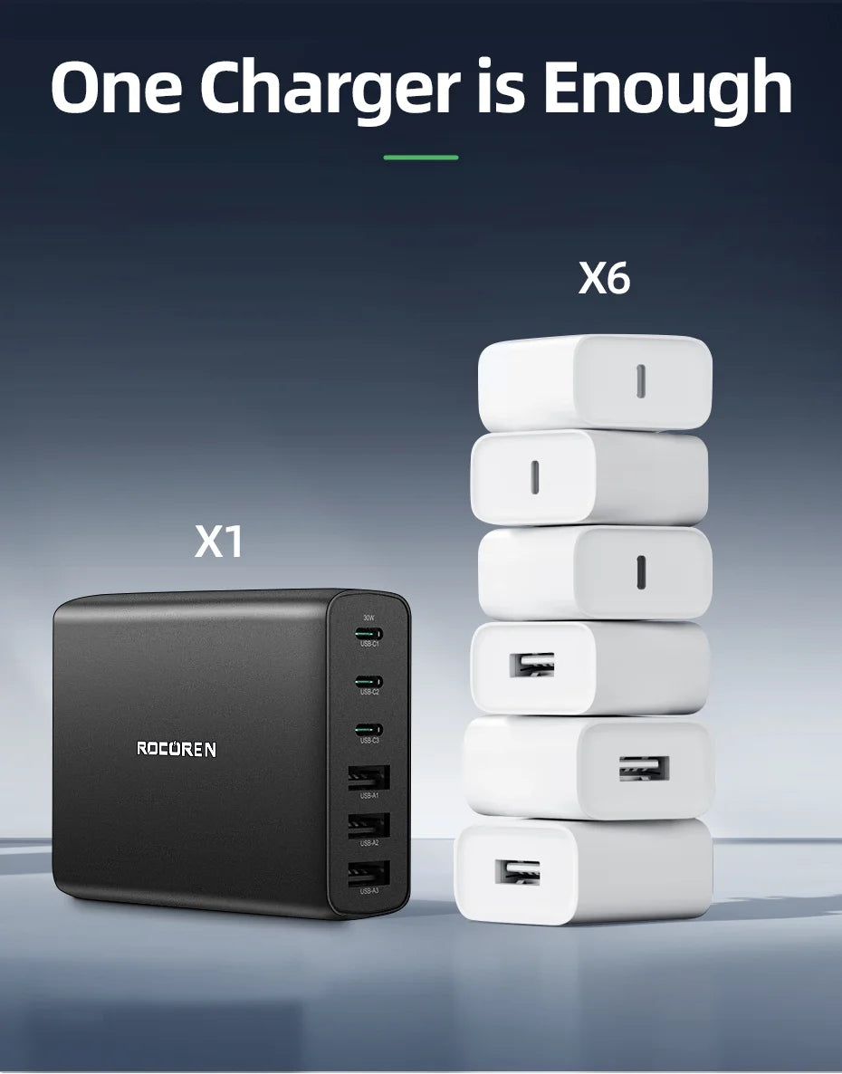Rocoren 100W 6-Port Desktop Charger