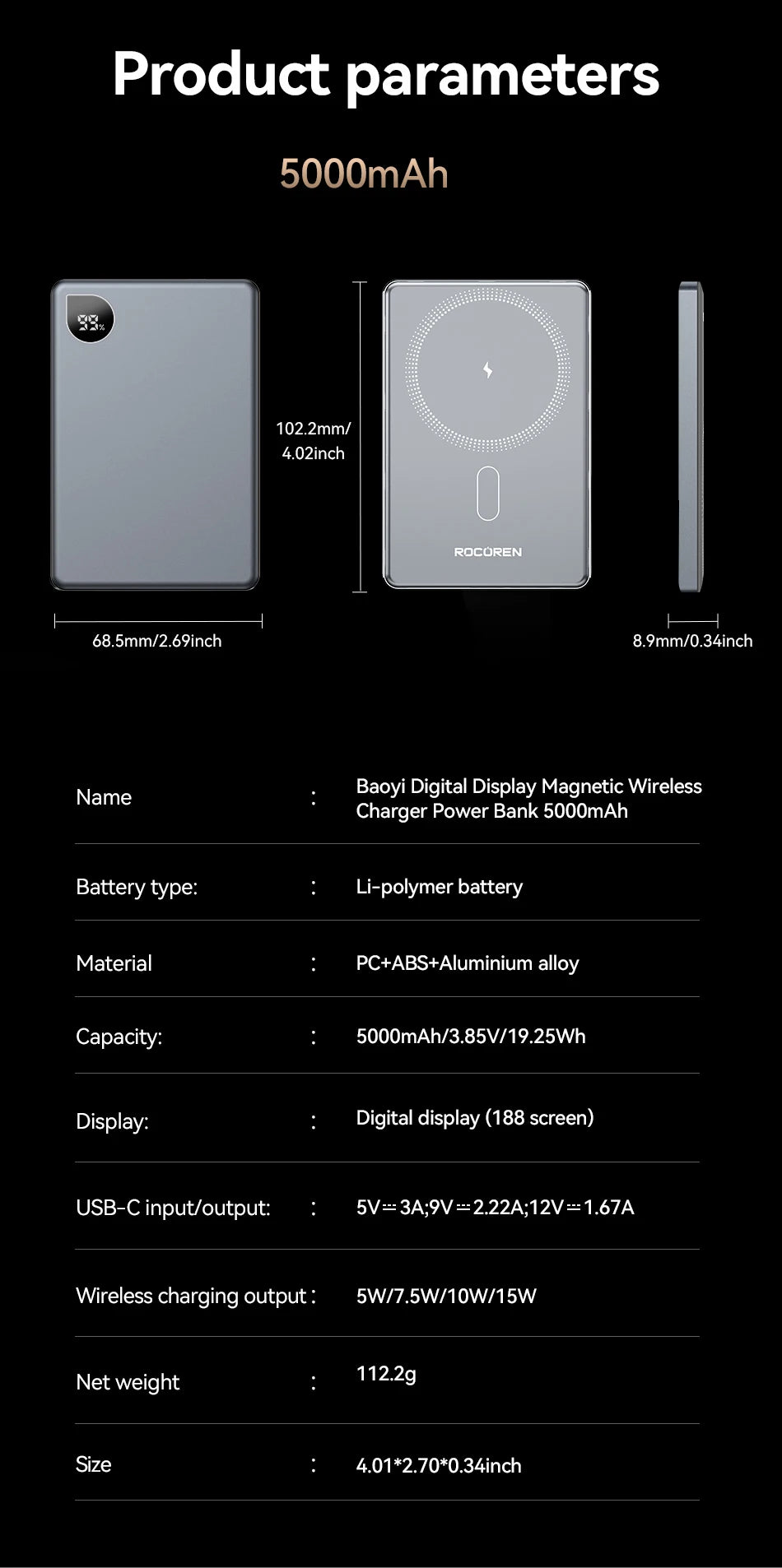 Rocoren Wirelles MagSafe Power Bank
