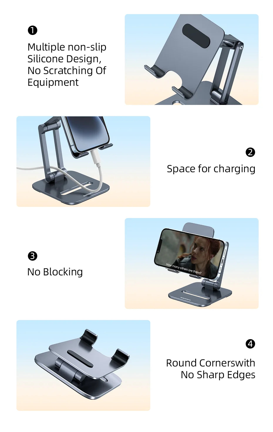 Rocoren Foldable Metal Phone & Tablet Stand