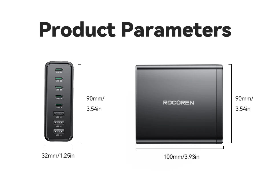 Rocoren 255W 8-Port Desktop Charger