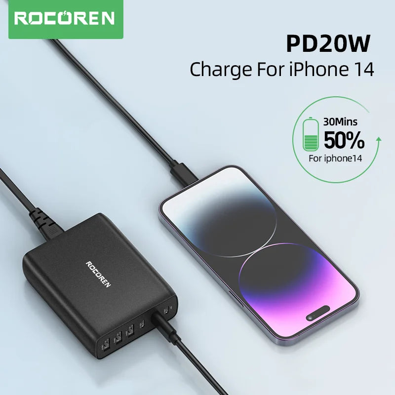 Rocoren 100W 6-Port Desktop Charger