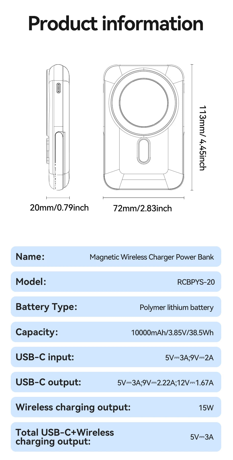 Rocoren 10000mAh MagSafe Power Bank & Charging Stand