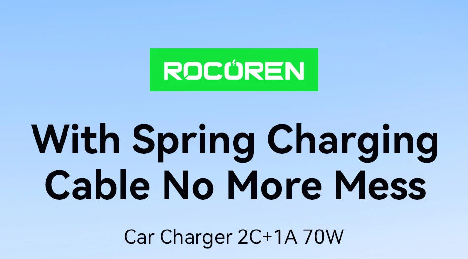 Rocoren 70W Car Charger with Spring Cable