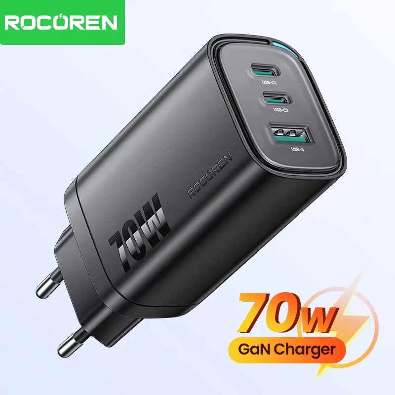 65W GaN Charger for Laptop & Phone | 3-Port Fast Charging UK