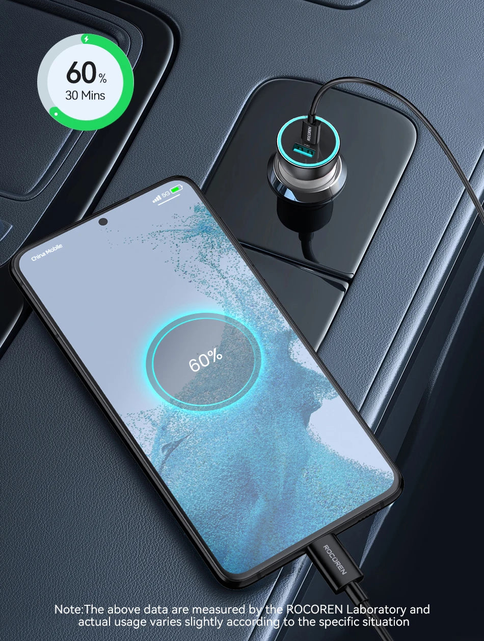 Rocoren 105W 6-Port Car Charger for Front & Back Seat