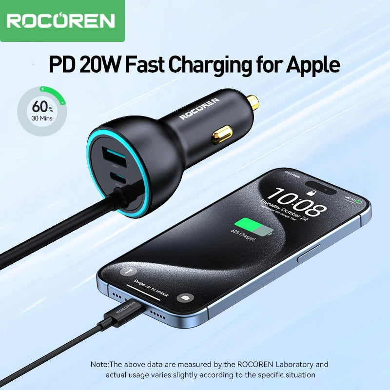 Rocoren 105W 6-Port Car Charger for Front & Back Seat