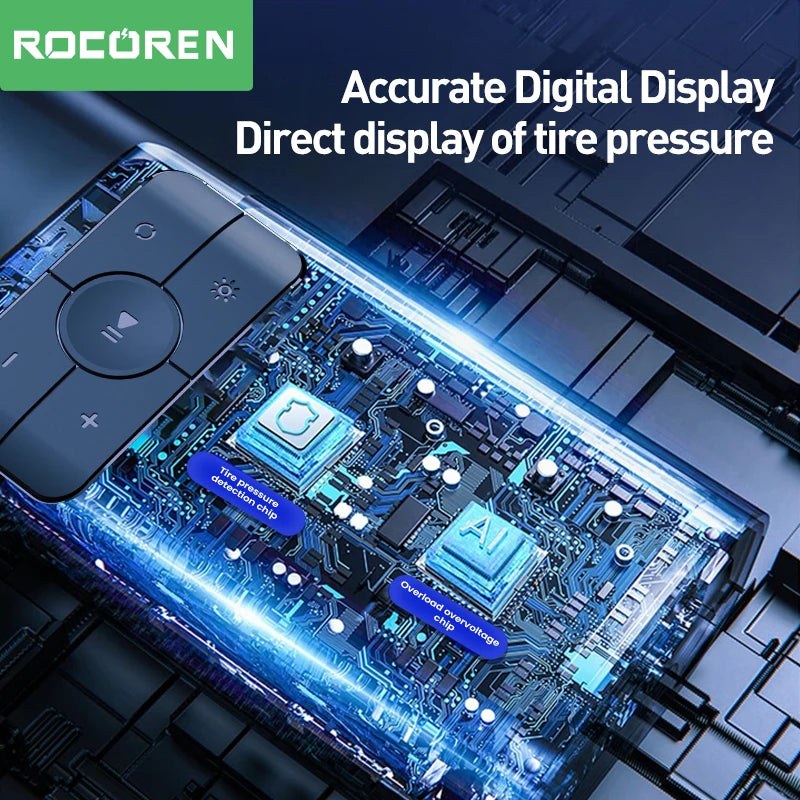 Rocoren Car Inflator Air Pump Portable Compressor 12V High Pressure Digital Inflatable For Car Motorcycles Bicycle Electric Tire