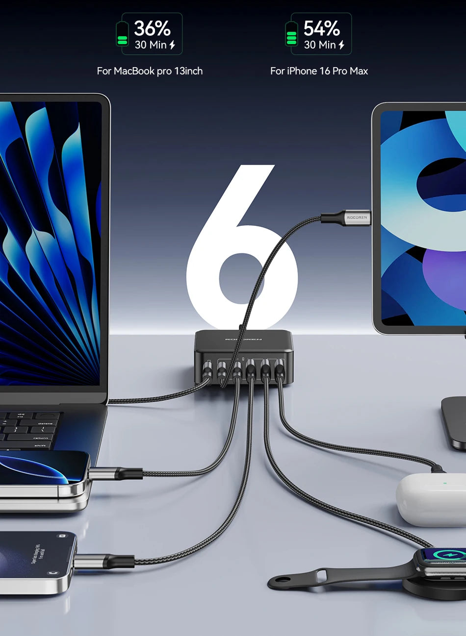 Rocoren 160W 6-Ports Desktop Charger