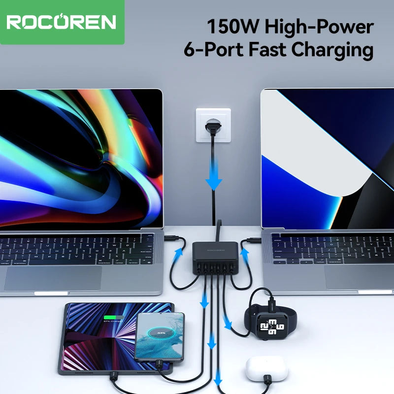 Rocoren 150W 6-Port Desktop Charger