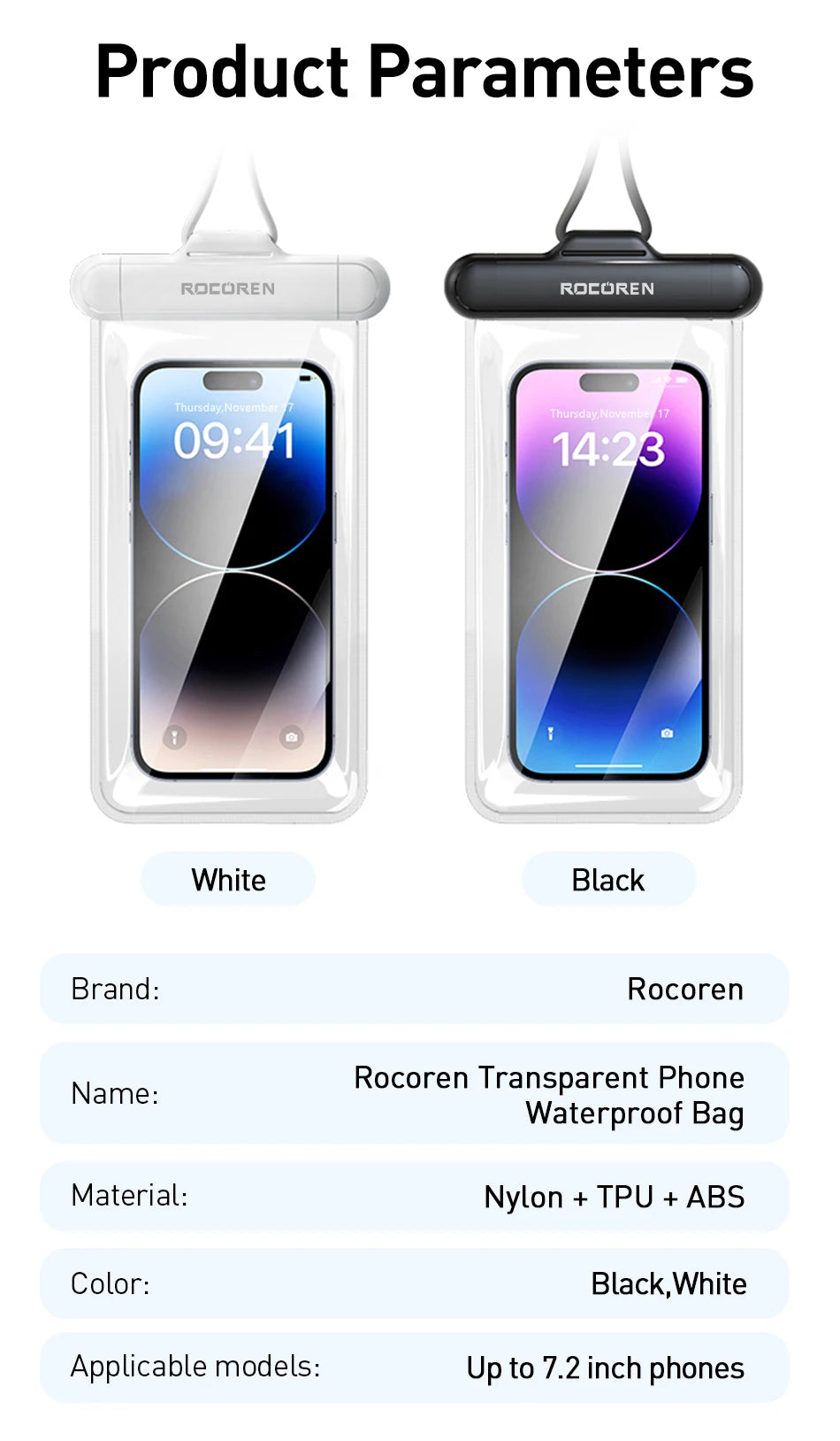 Rocoren Waterproof Phone Case for iPhone 14 13 12 Pro Samsung Xiaomi Swim Water Proof Phone Case Bag Universal Protection Cover