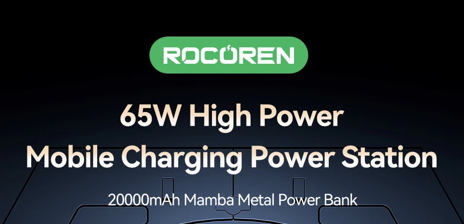 Rocoren 65W Power Bank for Laptop & Phone | 20000mAh Fast Charging