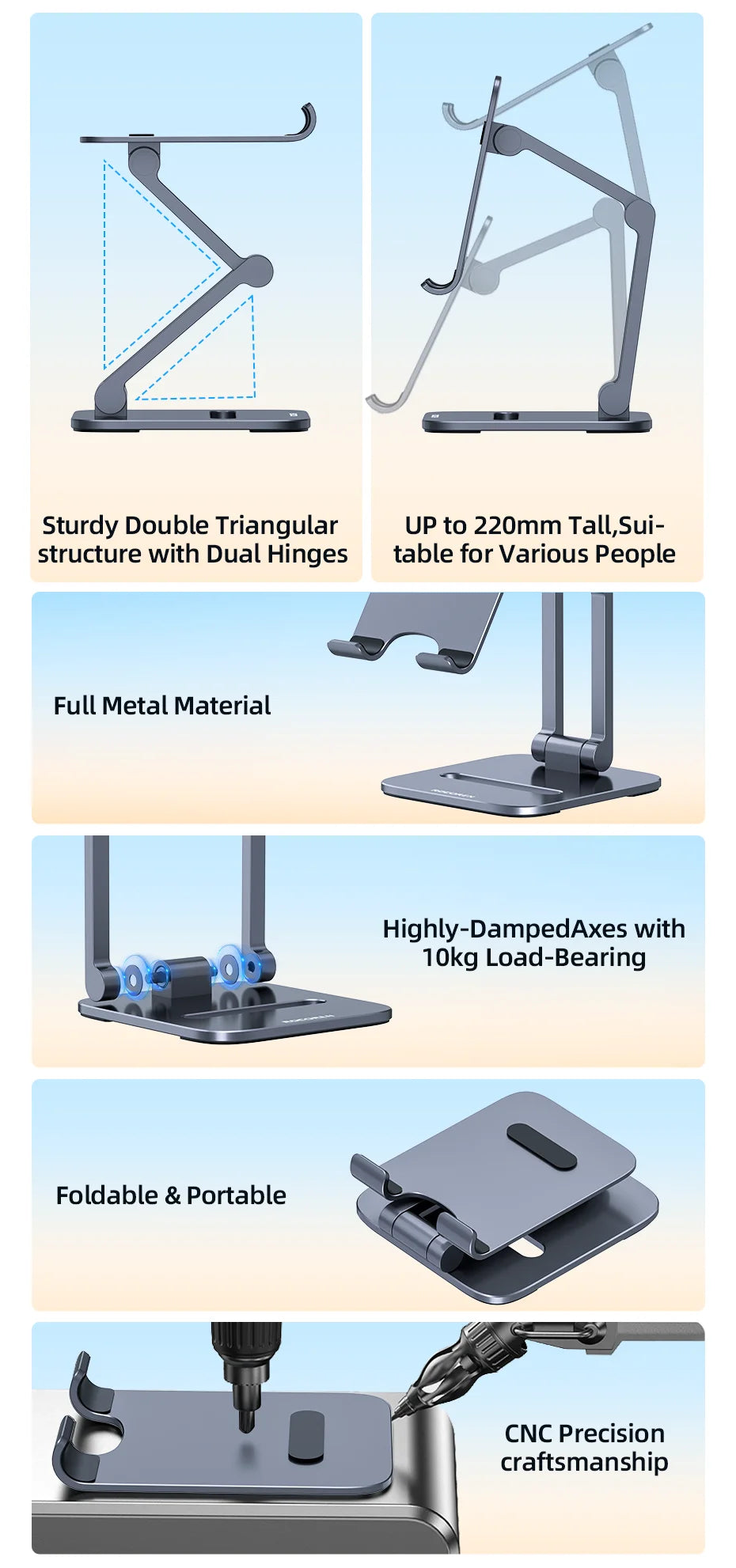 Rocoren Foldable Metal Phone & Tablet Stand