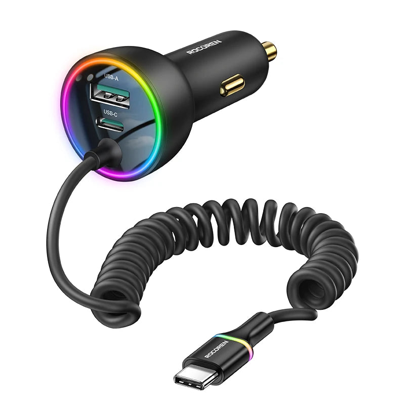 Rocoren 70W Car Charger with Spring Cable