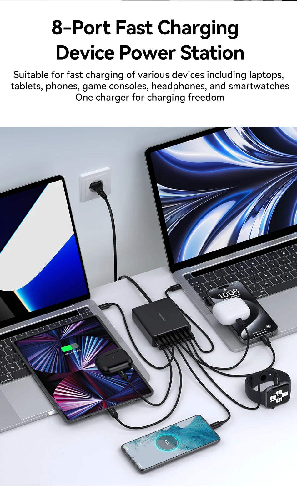 Rocoren 200W 8-Port Desktop Charger