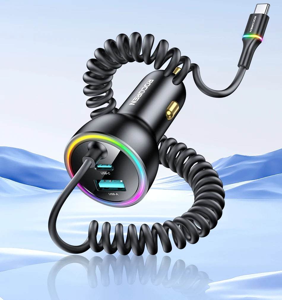 Rocoren 70W Car Charger with Spring Cable