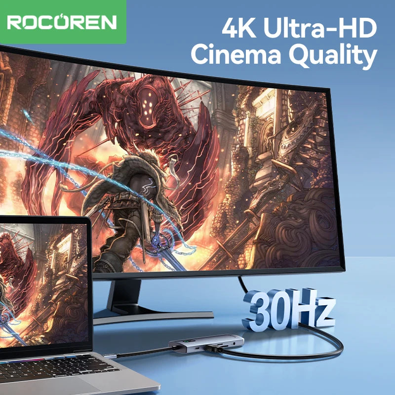 Rocoren 11 in 1 USB C Hub PD 100W RJ45 SD Reader USB 3.0 Splitter 8 in 1 Dock Station For Macbook Air Pro Samsung Xiaomi Laptop