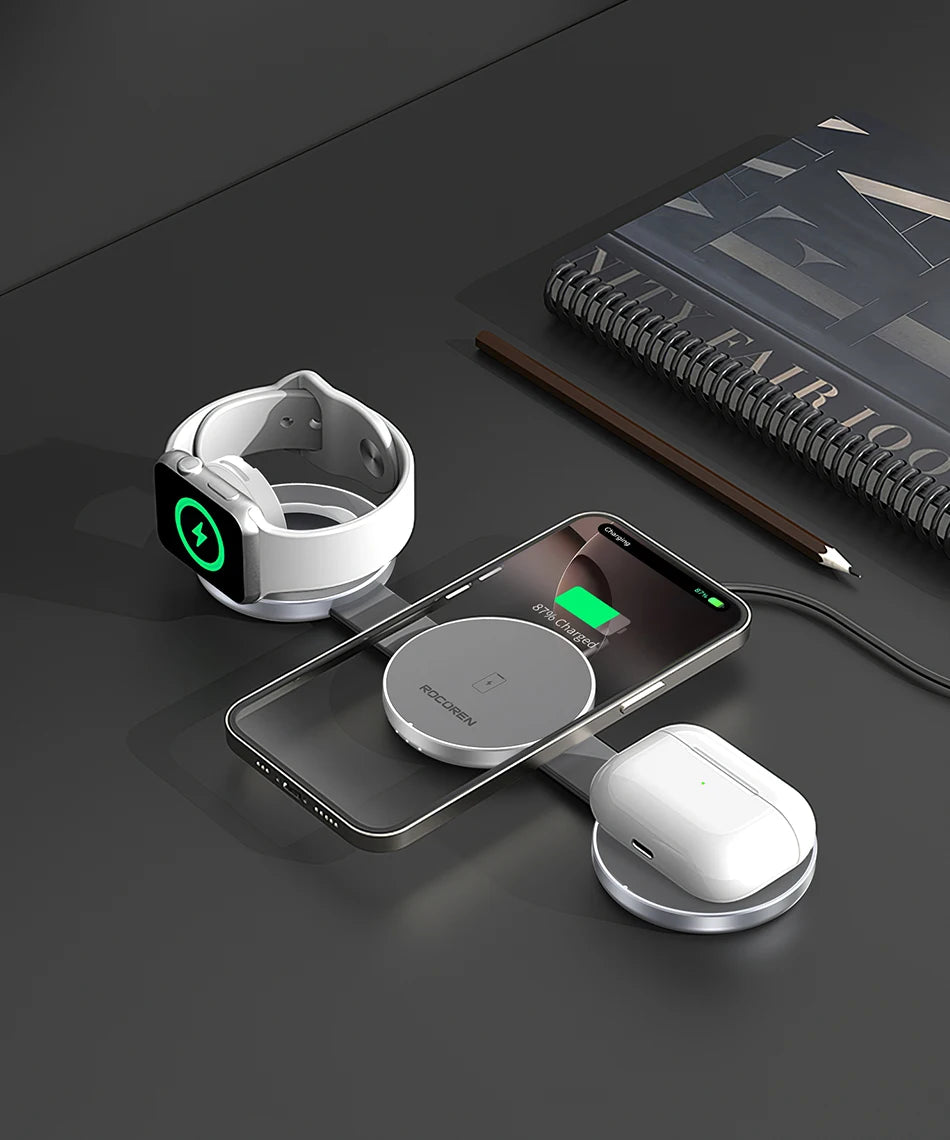 Rocoren Magnetic 3-in-1 Wireless Charging Station