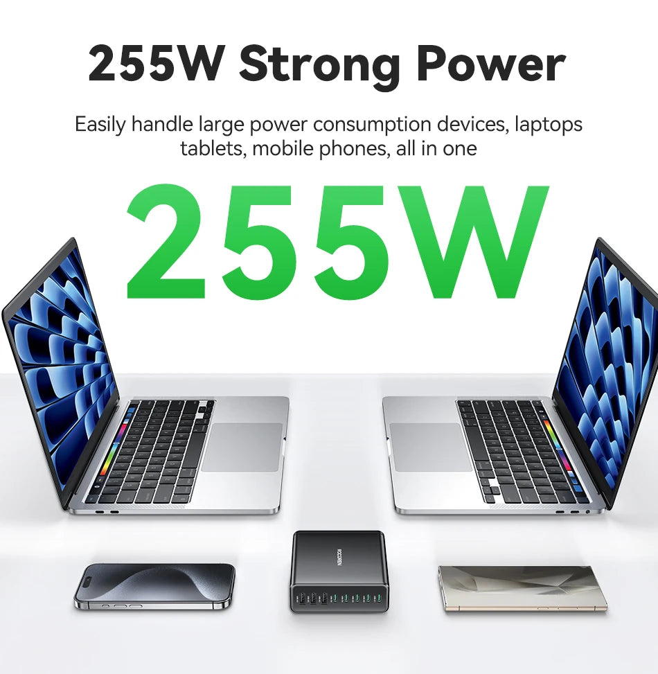 Rocoren 255W 8-Port Desktop Charger