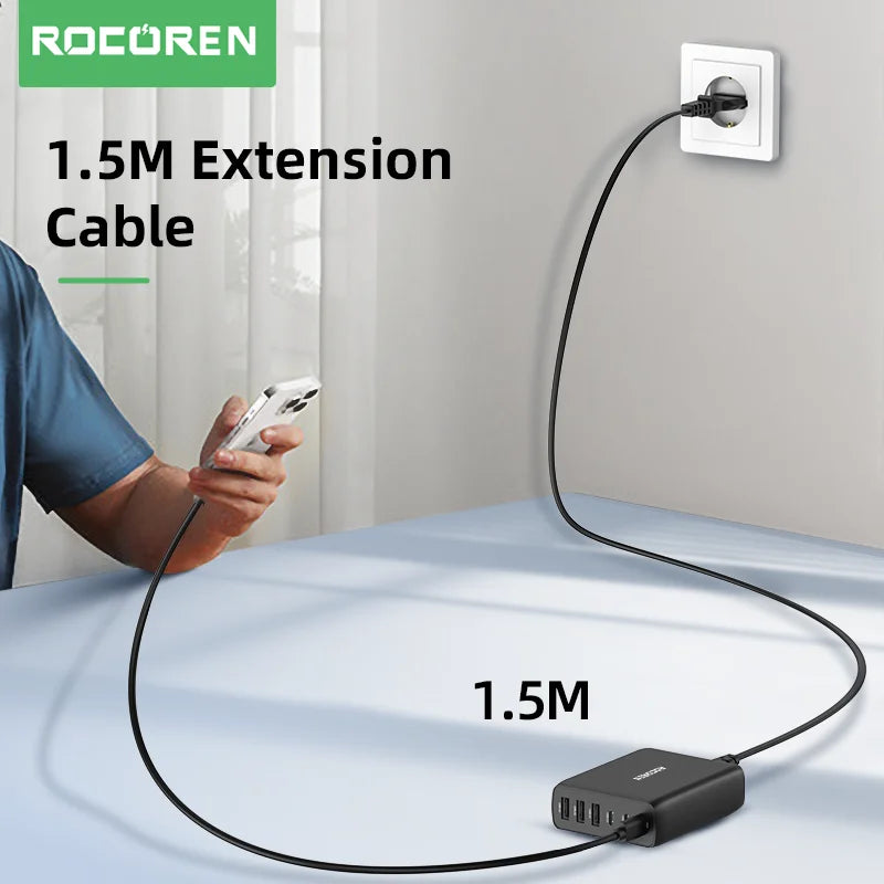 Rocoren 100W 6-Port Desktop Charger