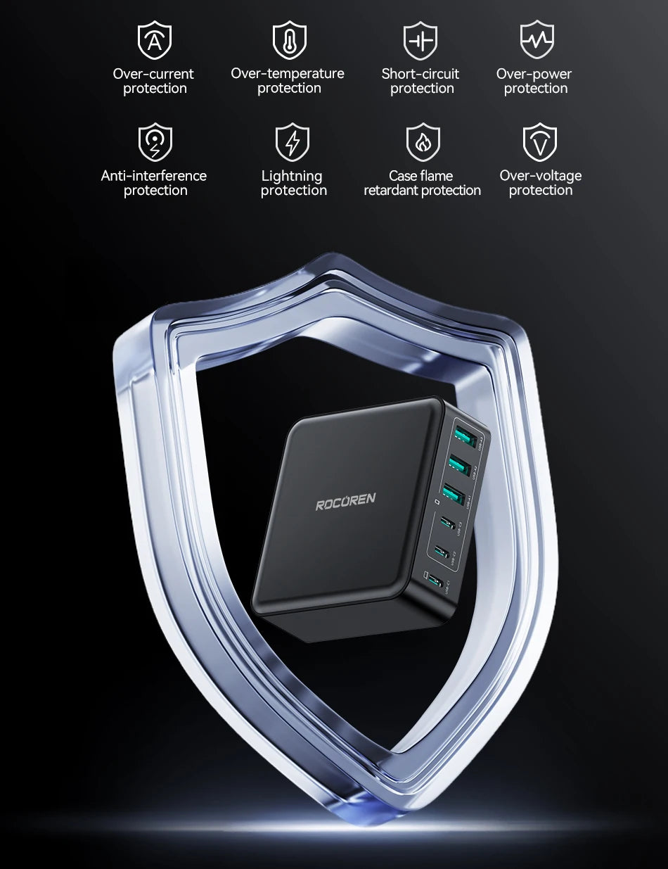 Rocoren 160W 6-Ports Desktop Charger