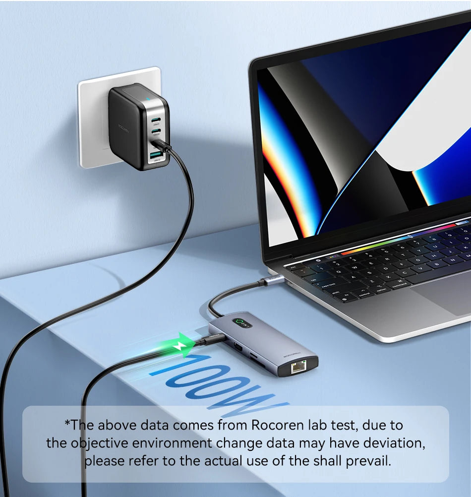 Rocoren 11 in 1 USB C Hub PD 100W RJ45 SD Reader USB 3.0 Splitter 8 in 1 Dock Station For Macbook Air Pro Samsung Xiaomi Laptop