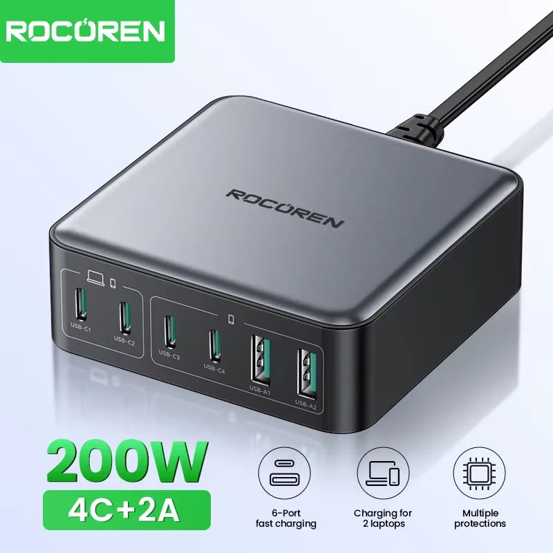 Rocoren 200W GaN Desktop Charger