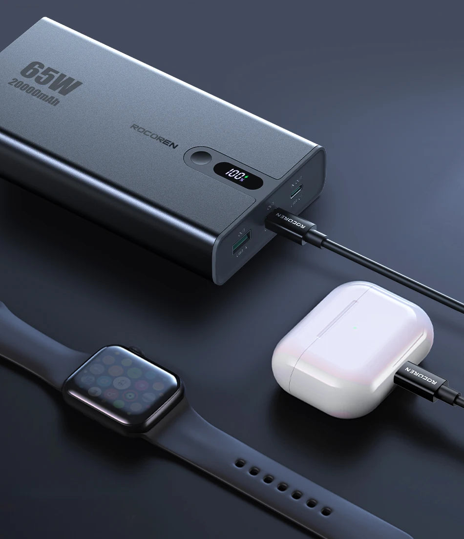 Rocoren 65W Power Bank for Laptop & Phone | 20000mAh Fast Charging